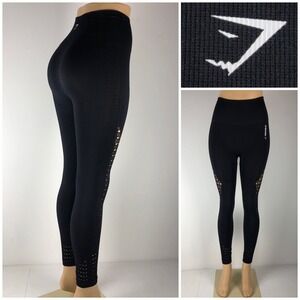 Gymshark Womens XS Leggings Black Nylon Elastane Gym Running EUC